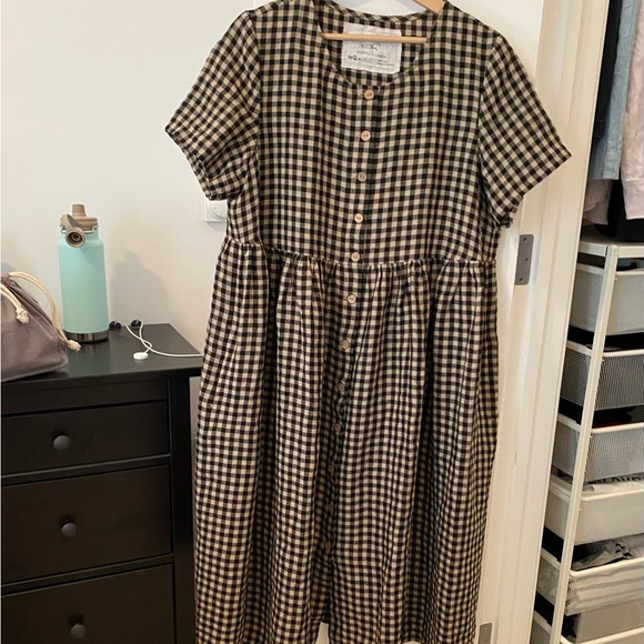 NotPerfectLinen Checkered Linen Dress NWT - Picture 2 of 3
